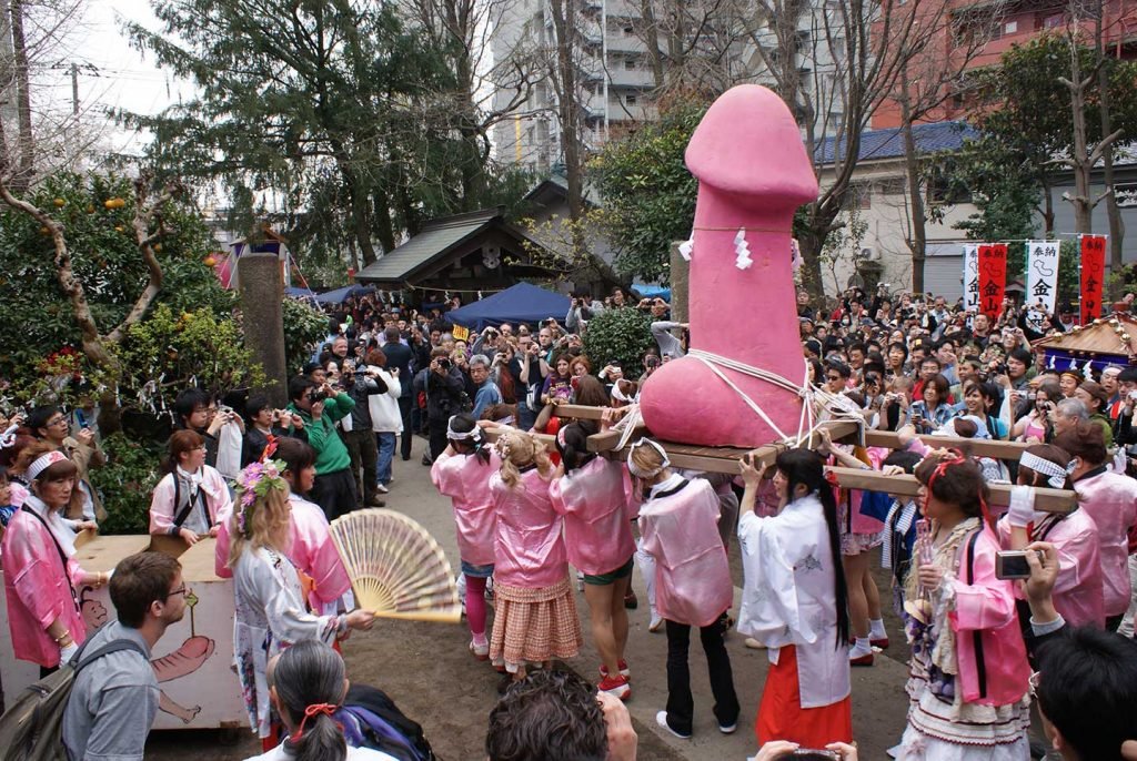 Giant Phalluses Carried Through Kawasaki City, Japan For Kanamara Matsuri Festival