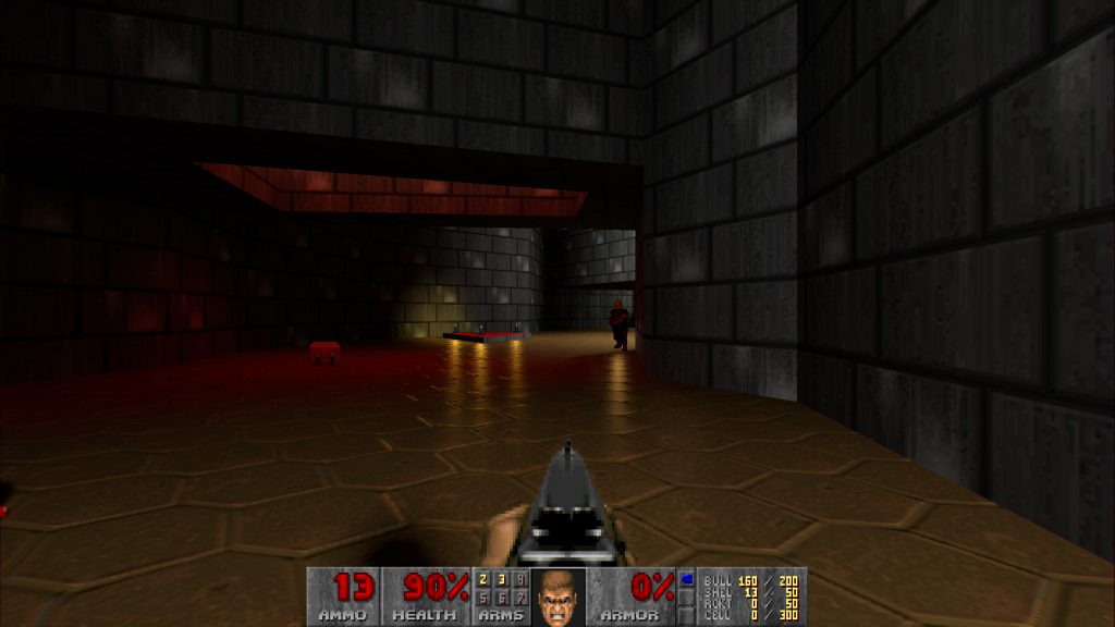 Скриншот DOOM 1993 года с модом на рейтрейсинг