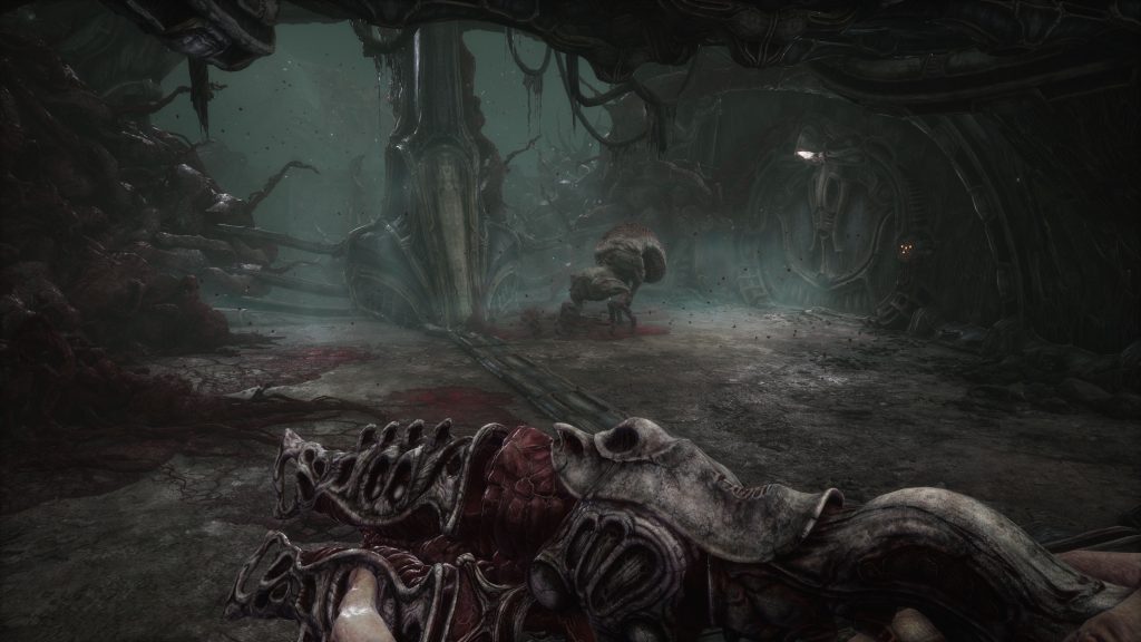 Скриншот из игры Scorn, вдохновлённой работами Гигера