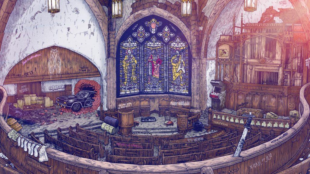 Трилогия Leather Carpenter Brut: полная история Bret Halford от глам-метал мести до кибернетического восстания. Неоновый киберпанк, кожа, кровь и синтвейв. Обложки альбомов Leather Teeth, Leather Terror и Leather Temple. Artwork Førtifem, darksynth классика