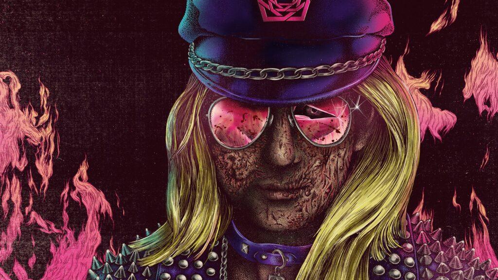 Обложка альбома Leather Teeth Carpenter Brut 2018 — первая часть трилогии. Bret Halford в образе глам-рок звезды с кожаными зубами на фоне неонового 80-х. Synthwave, darksynth, ретро-киберпанк. Artwork Førtifem