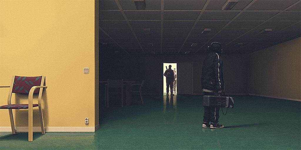 Иллюстрация Саймона Столенхага к артбуку Лабиринт, мрачный подземный бункер и последствия экологической катастрофы. Источник и права: https://www.simonstalenhag.se/