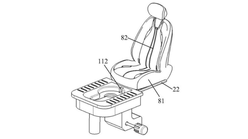 Китайская компания Seres (Aito) получила патент на инновационный автомобильный туалет, который выдвигается из-под пассажирского сиденья. Устройство предназначено для долгих поездок, пробок и кемпинга — теперь можно справить нужду, не выходя из машины. Первый в мире патент такого типа в автопроме.
